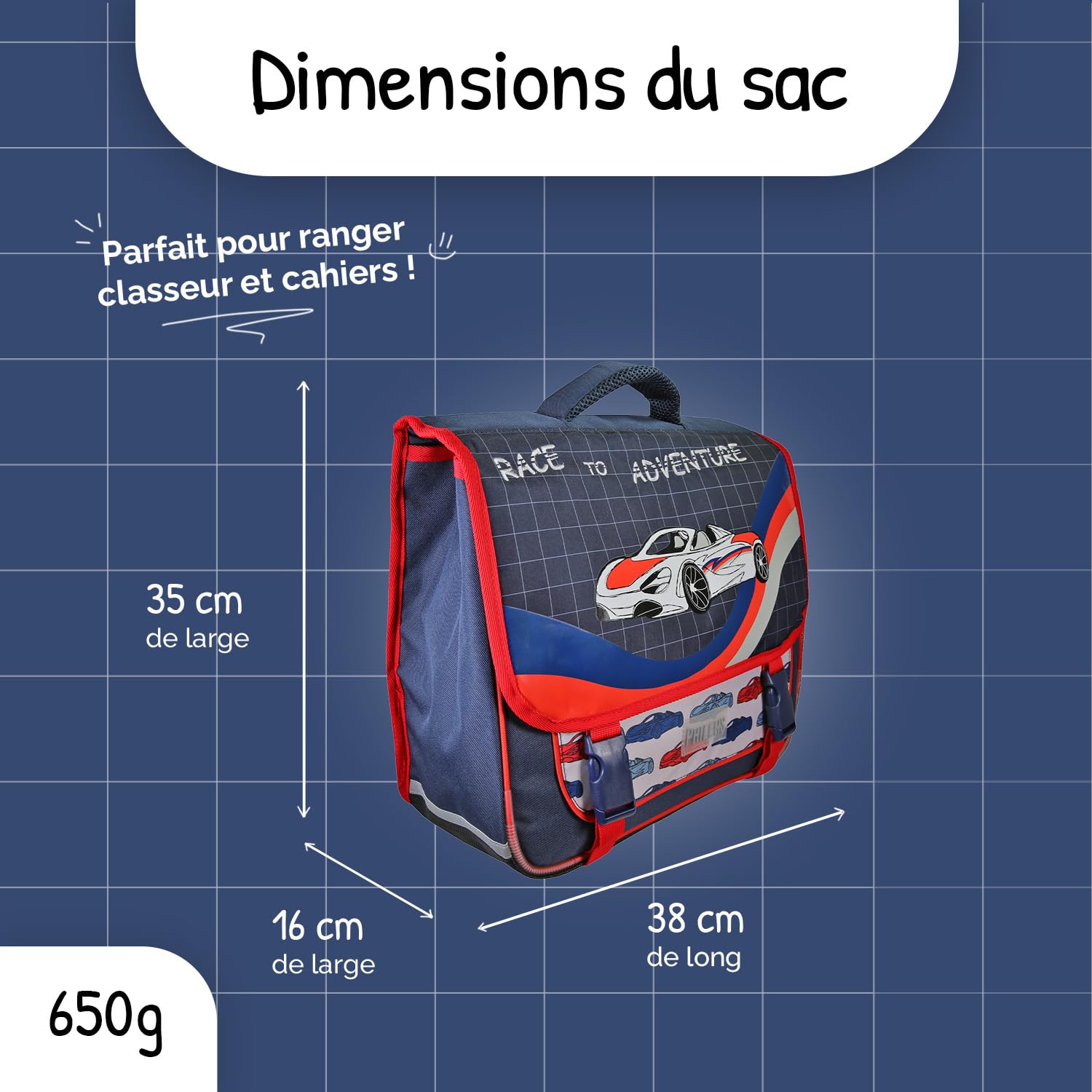 Bagtrotter Cartable scolaire 38 cm Phileas Bleu et Rouge