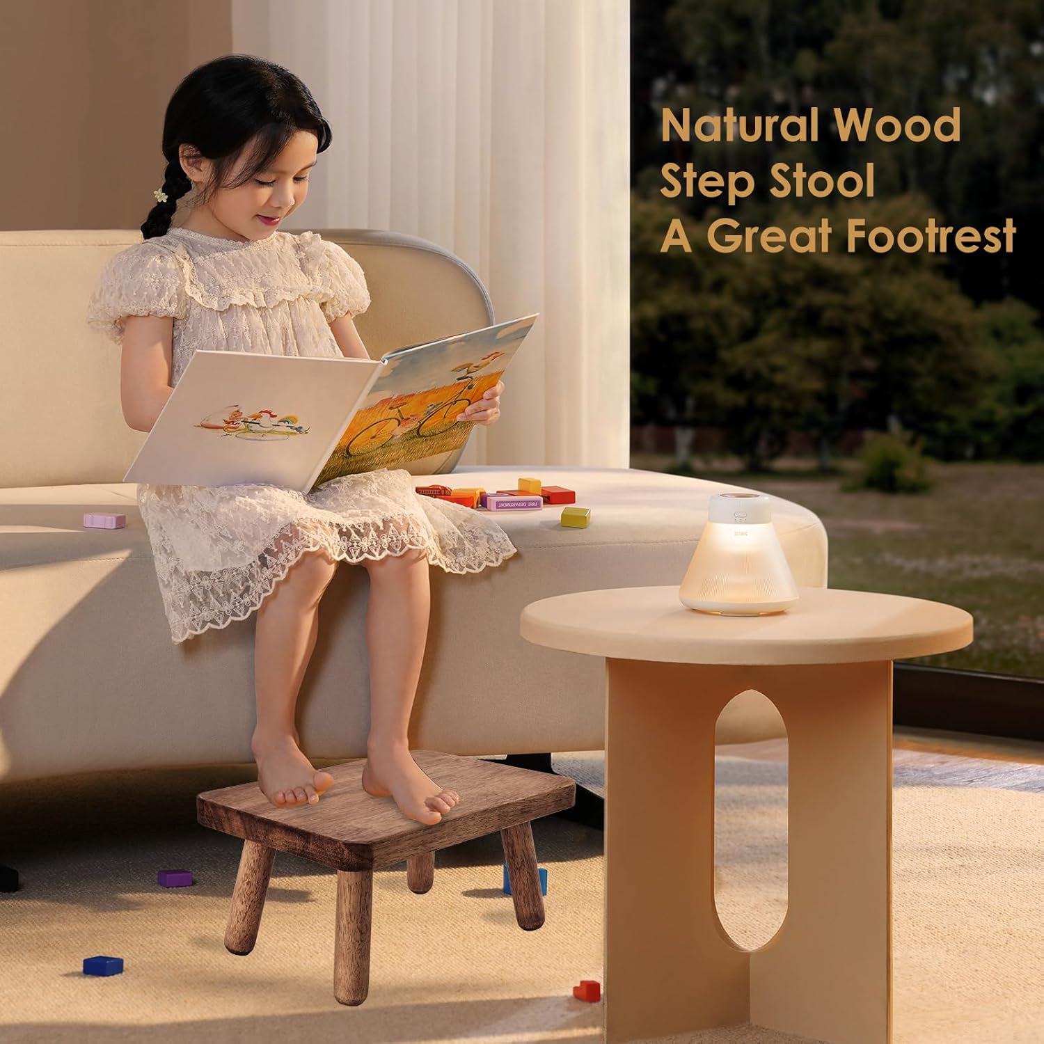 Wooden Step Stool for Adults Office's Step Stool Heavry Duty Stepping Stools for Office, Bedroom, Garden, Bathroom with Four Detachable and Assembled Legs Chocolate Brown (Classic 6.3" inch)