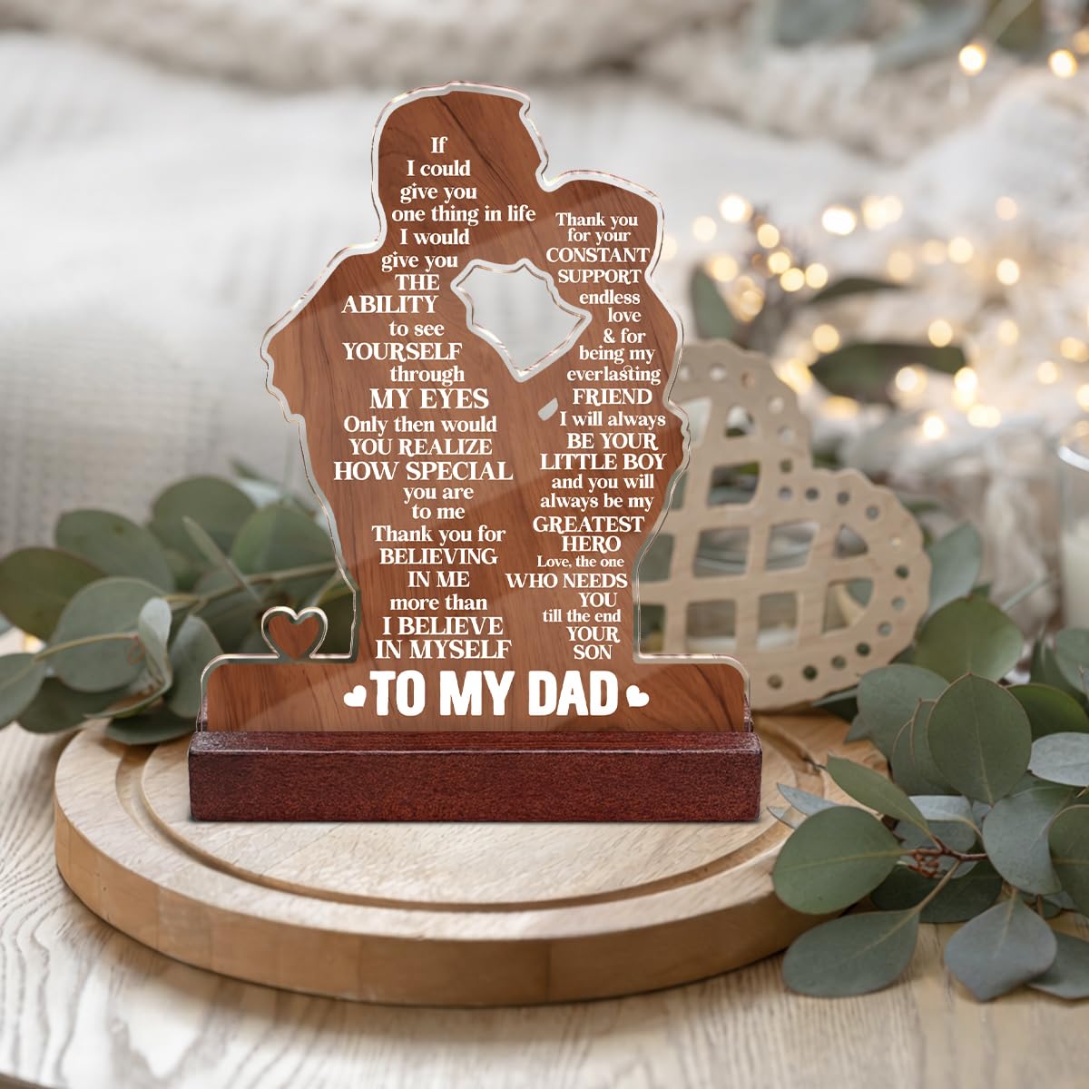 Regalo per papà da figlio, festa del papà, regalo di compleanno per papà, con scritta "To My Daddy", in acrilico, decorazione per la casa, 10 x 12 cm