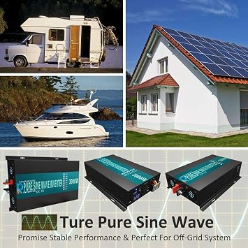 WZRELB 3000W 12V Pure Sine Wave Solar Power Inverter DC AC Converter (RBP300012W)