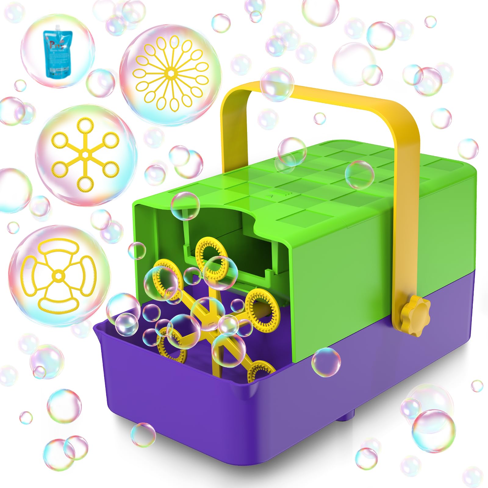 Seifenblasenmaschine 3-in-1 für Kinder: 3 austauschbare Stäbe, 2 Geschwindigkeiten, 8000 Bunte Blasen/min, mit Batterie & Netzanschluss. Perfekt für Indoor/Outdoor Partys und als Geburtstagsgeschenk