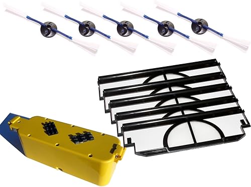Batería de repuesto para iRobot Roomba 4220, Side Brush y filtrosKit de repuesto Incluye 1batería, 5cepillos laterales y 5Filtros