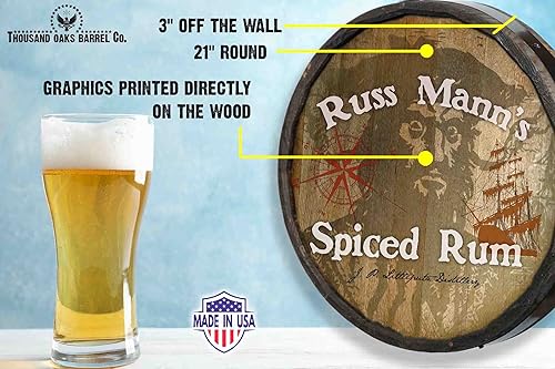 Vista 300 de THOUSAND OAKS BARREL CO. Personaliza el letrero de un cuarto de barril con cócteles de gato negro, barril de vino hecho de madera de roble de alta