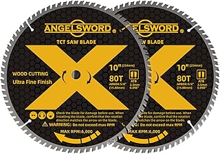 ANGELSWORD 10 Inch Table Saw Blade/Miter Saw Blade for Ultra Fine Finish Wood Cutting, 80T, 2 Pack