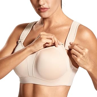 DELIMIRA Womens High Impact Sports Bra Front Adjustable Straps Underwire Plus Size Bra Full Figure