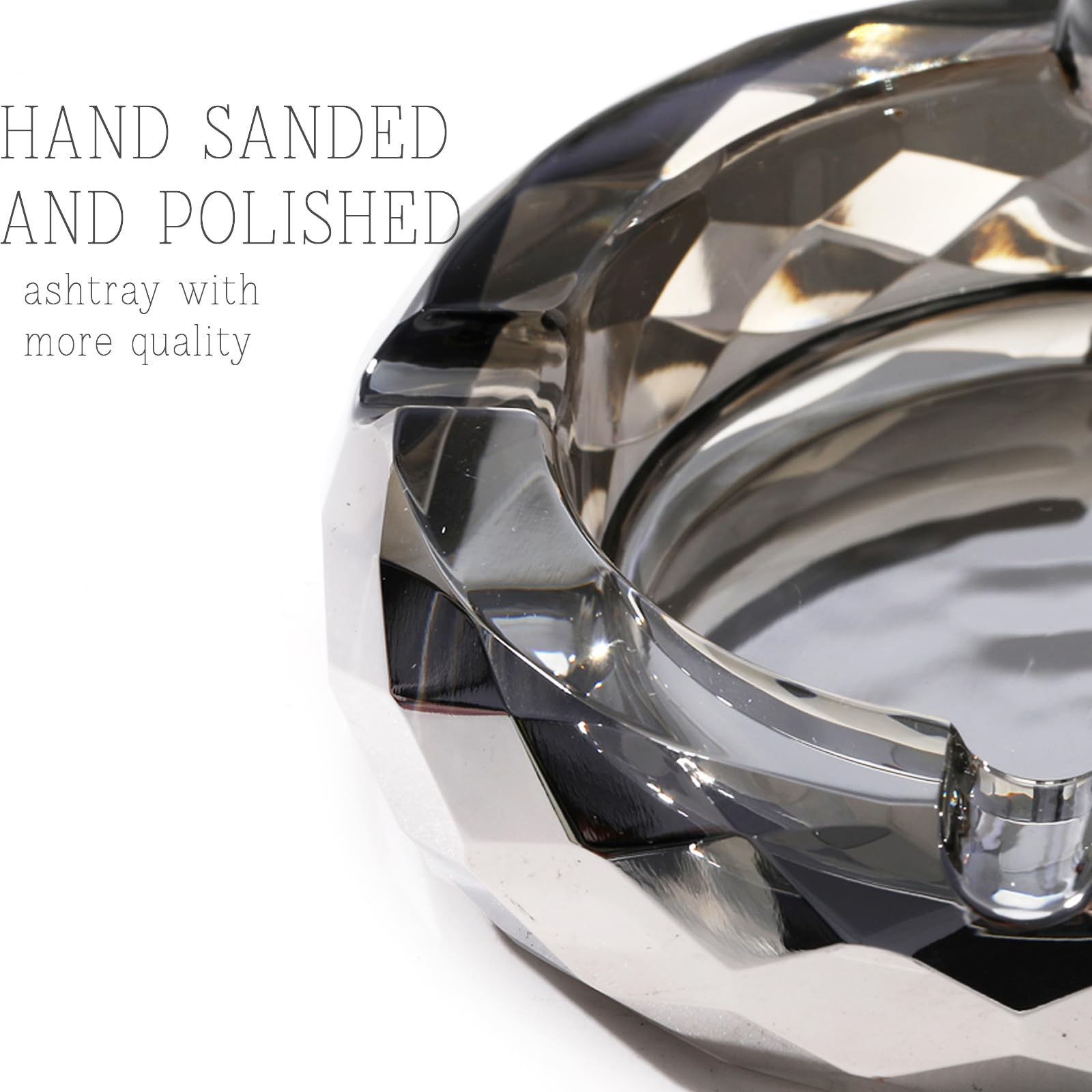 Posacenere In Vetro 10cm Nero - Ottagonale Per Interni/Esterni | Design Elegante, Lavabile In Lavastoviglie - Foto 8