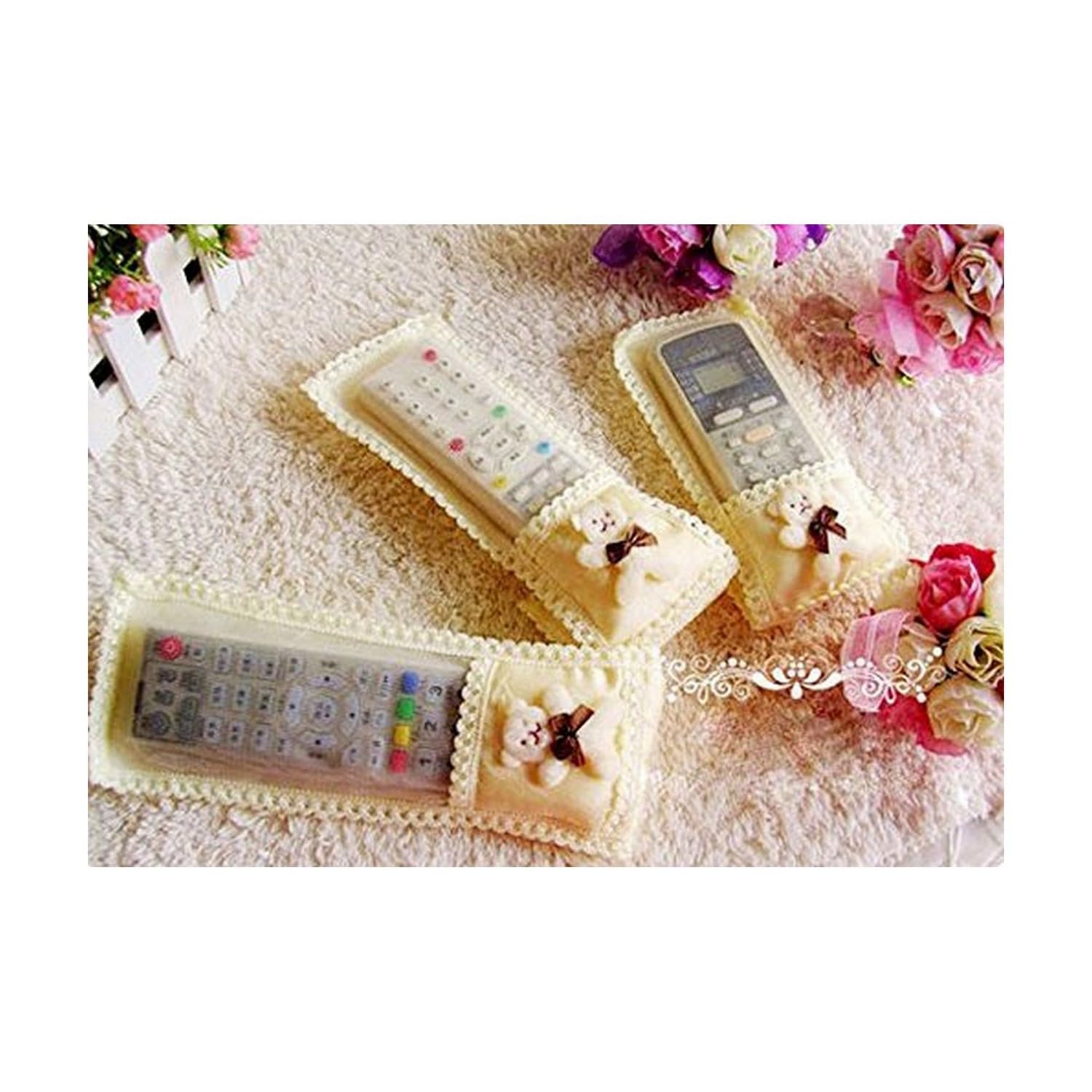 hab mart fabric attractive design remote control cover dust proof protective case - (set of 3 pcs)