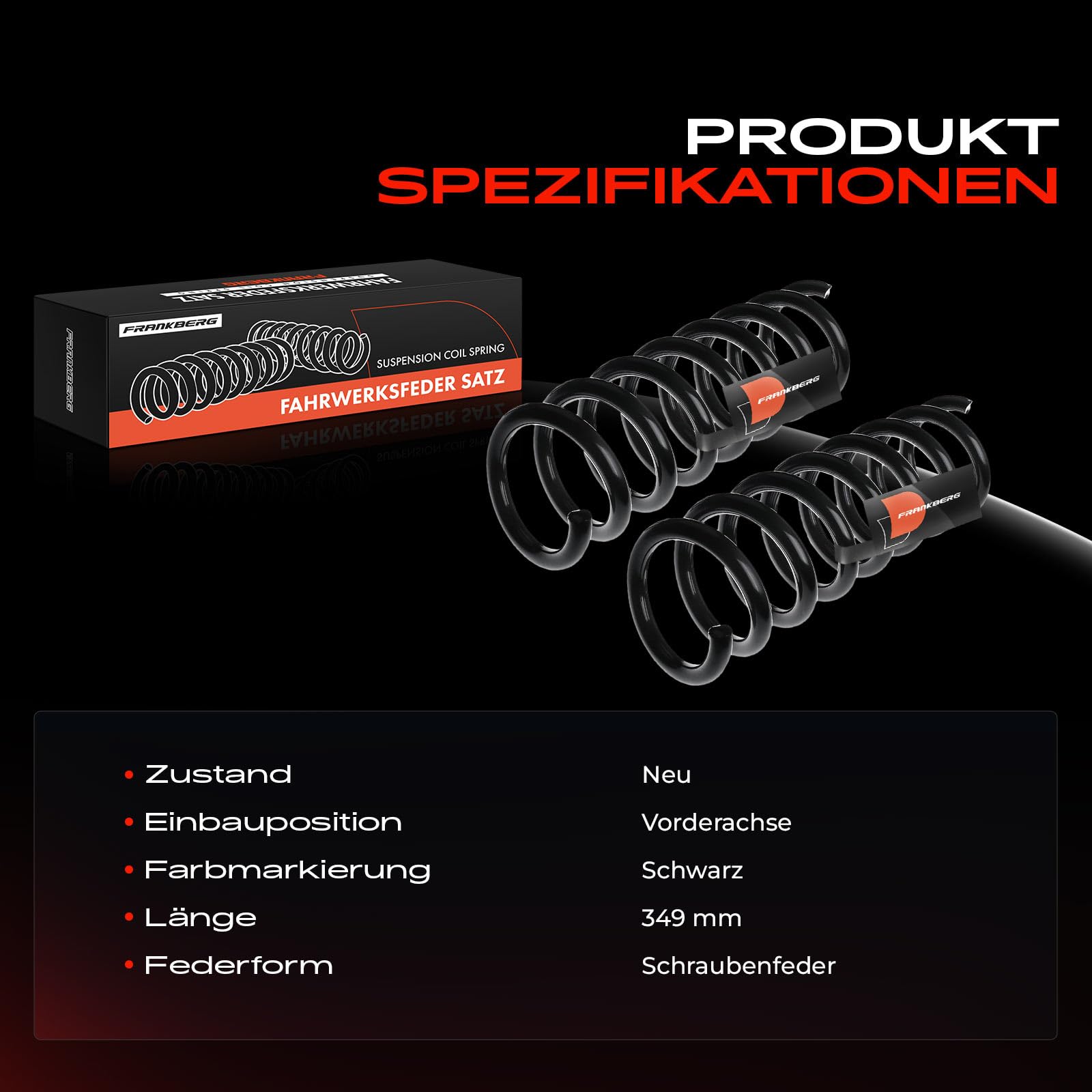 Frankberg 2x Federn Fahrwerksfeder Vorderachse Kompatibel mit W210 S210 S210 E200 E230 E240 E280 2.0L-2.8L 1995-2002 Replace# A2103212104