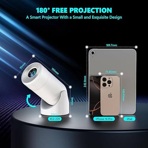 Miniatura 2 de Proyector portátil HY300PRO MINI actualizado compatible con 4K 1080P con doble banda WIFI6 5G inalámbrico 5.2 Bluetooth Android 13,270 giratorio,