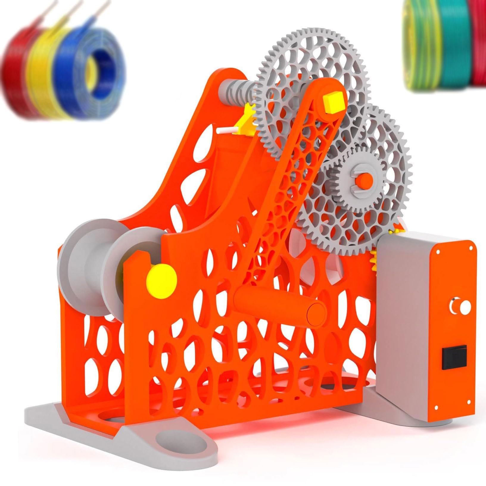 GmpTzitzith 3D Printer Filament Respooler, Manual Electric Spool Winder, No Tangling, Removable For 1kg Spools, For 3d Printing Enthusiasts And Textile Artists C.OrangeElectric