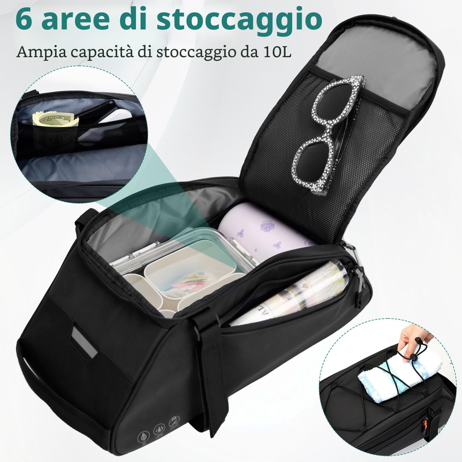 3 in 1 Borsa per Portapacchi Bicicletta, 10 l impermeabile borsa Bici Posteriore Borsa Portabiciclette Portapacchi per bicicletta Riflettente Copertura Anti-Pioggia per iaggi All'Aperto Biciclettas