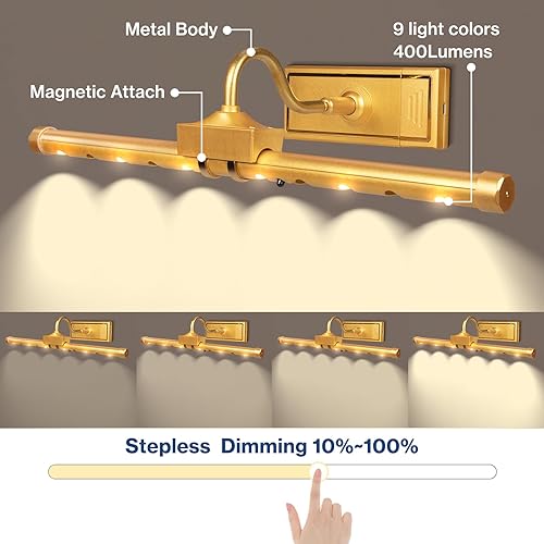 Miniatura 5 de Luces de imagen recargables con control remoto, luz RGB regulable de 16 pulgadas para pinturas, luz de imagen inalámbrica con temporizador para