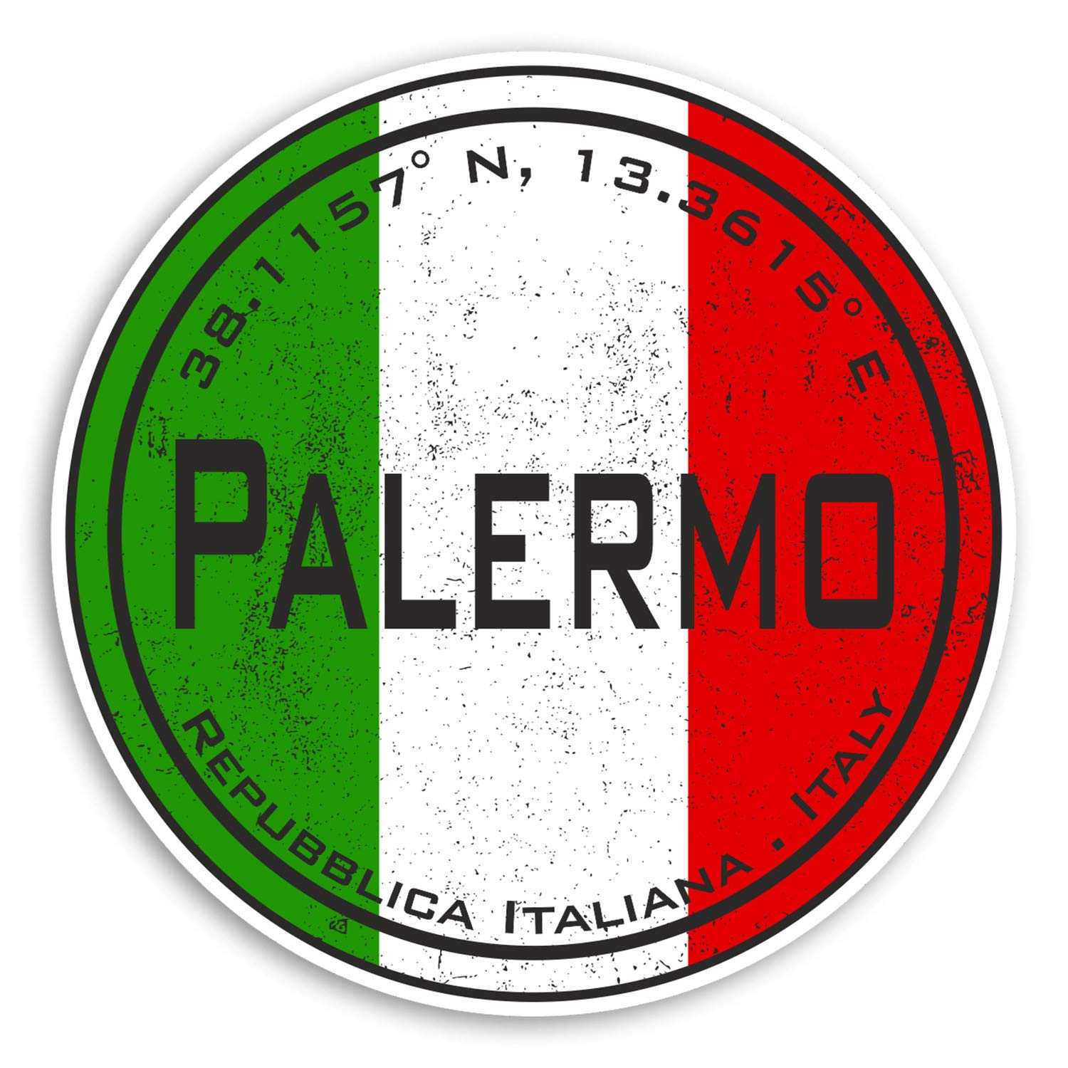 Destination Vinyl Ltd Multi 2 X 10Cm Palermo Italy Vinyl Stickers - Italian Flag Sticker Luggage #20491 (10Cm Wide)