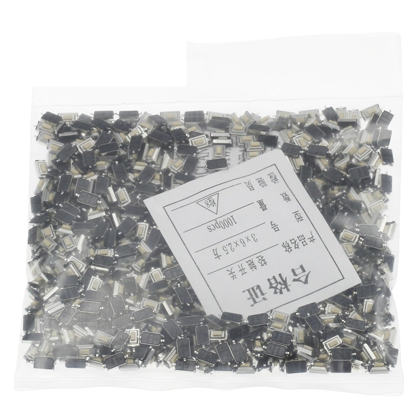 1000 sztuk przełączników dotykowych 3 x 6 x 2,5 mm, 3 x 6 x 2,5 mm SMD, biała głowica przycisków (Reel Packing)