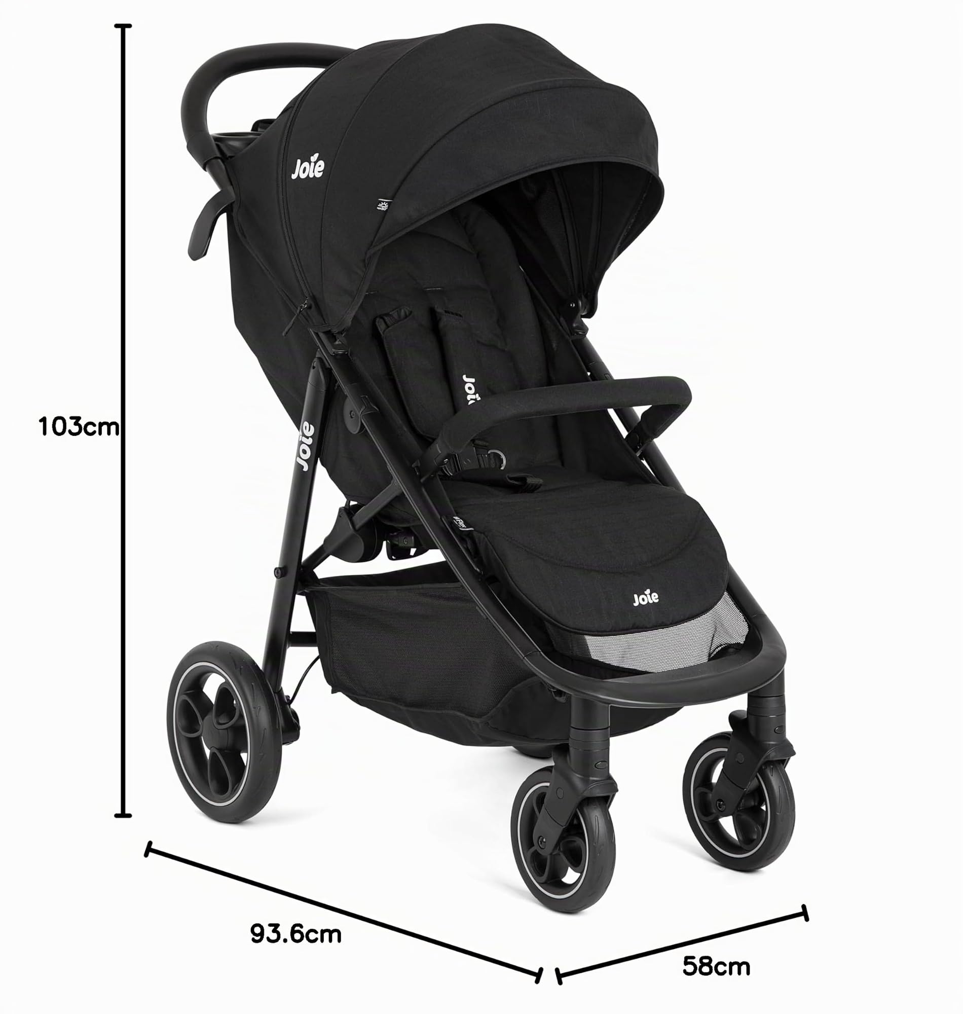Joie Litetrax Buggy, kompakt faltbar, kompatibel mit Reisesystemen, Einhand-Liegeverstellung, 0–22 kg