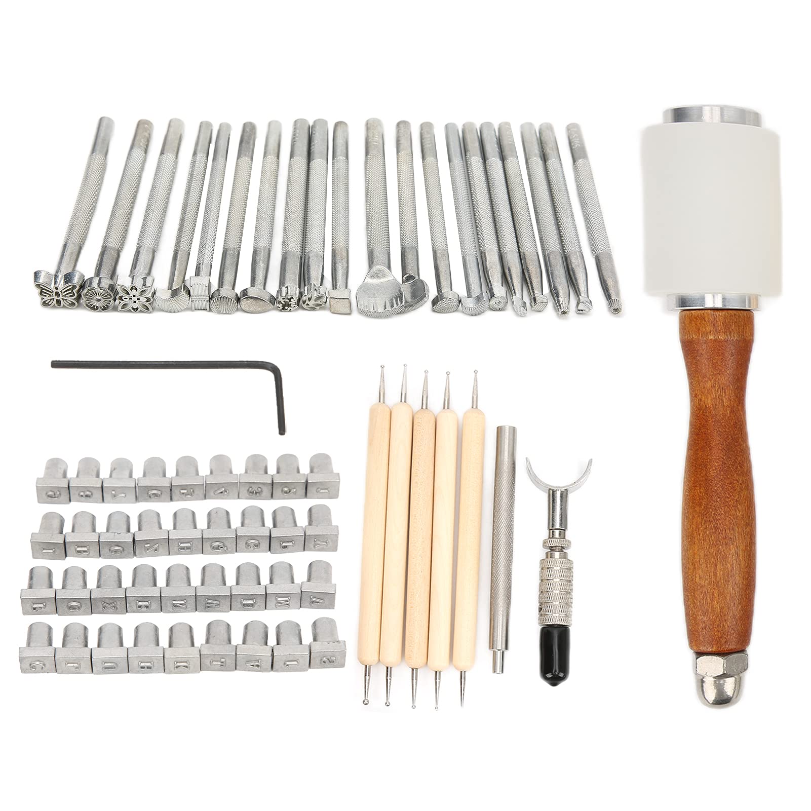 Herramientas de Artesanía de Cuero, Aleación de Zinc Incisiva, Herramientas de Estampado de Escultura de Cuero Sintético de Madera de Haya Resistente Conveniente para