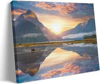 Canvas Wall Art The Milford Sound Fiord Fiordland National Park New Zealand Canvas Prints Unframed Painting Modern Artwork Abstract Stretched Poster Home Decoration Unique Gift16x24inch(40x60cm) Frame
