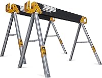 ToughBuilt C500 Folding Sawhorse 2-Pack - 1100 lb Steel Jobsite Table Support with 2x4 Arms for Construction