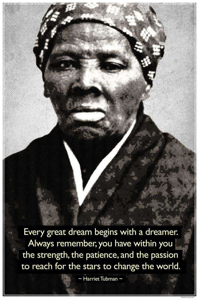 Laminated Harriet Tubman Change The World Quote Face Photo Motivational Inspirational History Inspire Quotation Gratitude Positivity Support Motivate Good Vibe Poster Dry Erase Wall Art 16x24