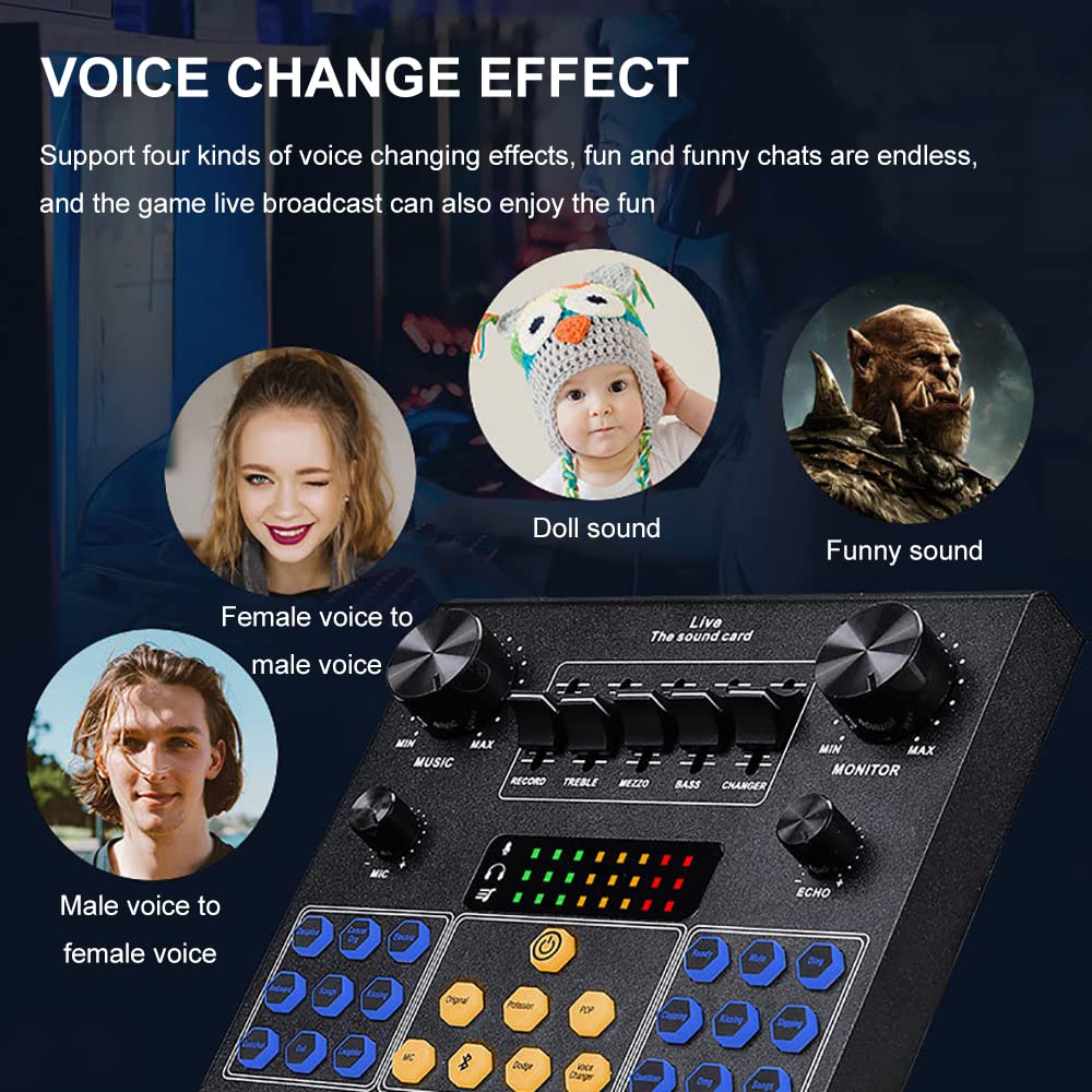 Interfaz de Audio con Mezclador de DJ y Tarjeta de Sonido, Estudio de producción de podcasts portátil Todo en uno para Guitarra, transmisión en Vivo, PC, grabación y Juegos