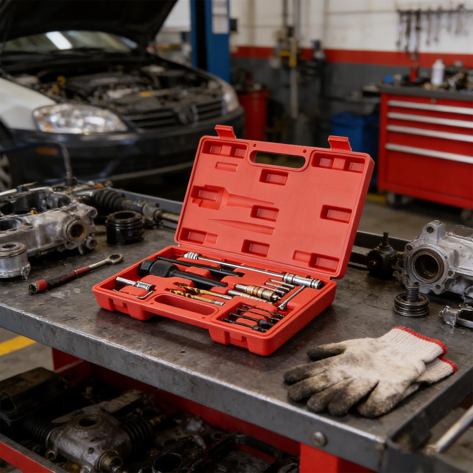 Kit de retrait de plug-in, kit extracteur de boulon endommagé, acier haute résistance avec système antidérapant, kit d'outils automobiles professionnels, kit de douilles avec style robuste, outil