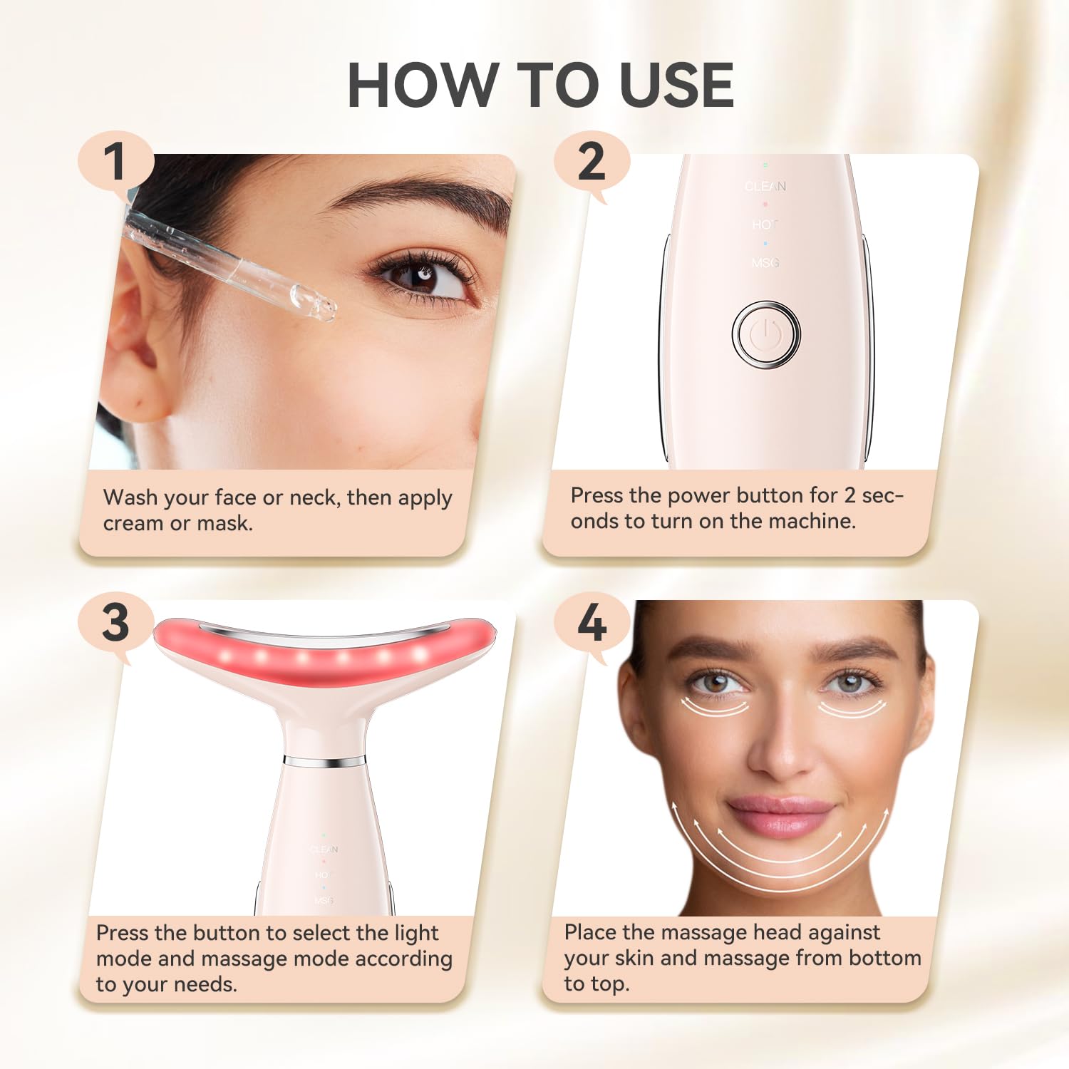 Neck Face Massager, Portable Face Sculpting Tool, 3 Modes Facial Massager, Face Massager Tool for Skin Care (Nude) - Image 6