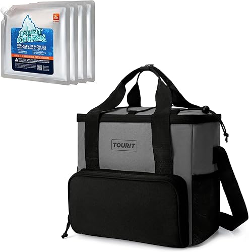 Miniatura 1 de TOURIT Bolsa térmica de almuerzo con bolsas de hielo reutilizables para enfriadores de larga duración