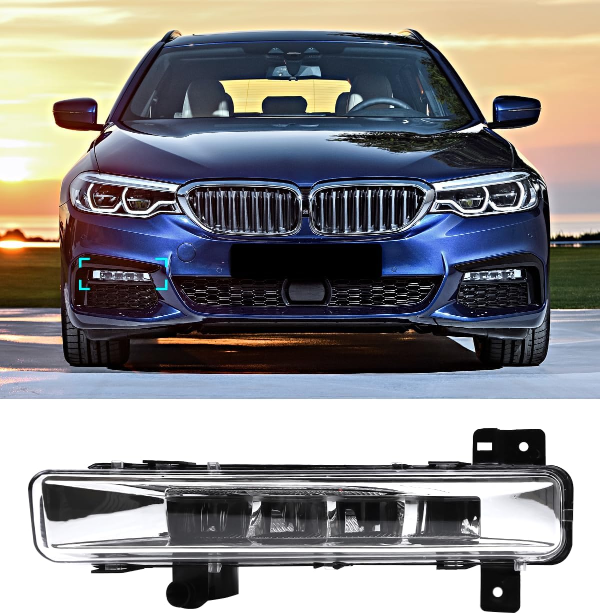 Front Left Bumper LED Fog Light Replacement, Compatible with BMW G30 G31 520 530 540 550 G32 630 640 (2018-2020), Replace OEM 63177349131, Driver Side Daytime Running Light Assembly