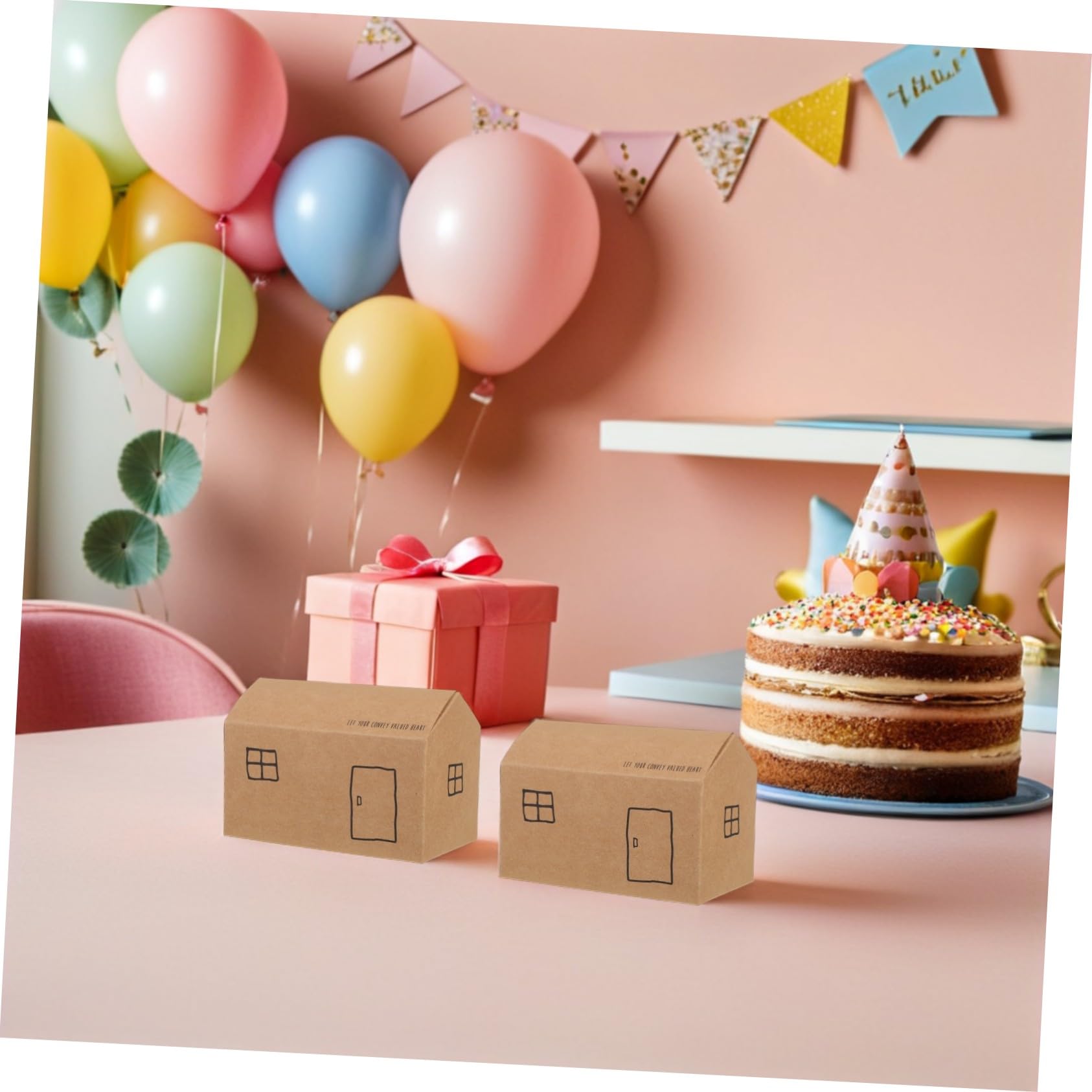 LIGIGWASH 50 Pièces Lot de Boîtes Pliables Forme de Maison Blanches Boîtes à Dragées Légères pour Bonbons Festifs pour Mariages et Noël
