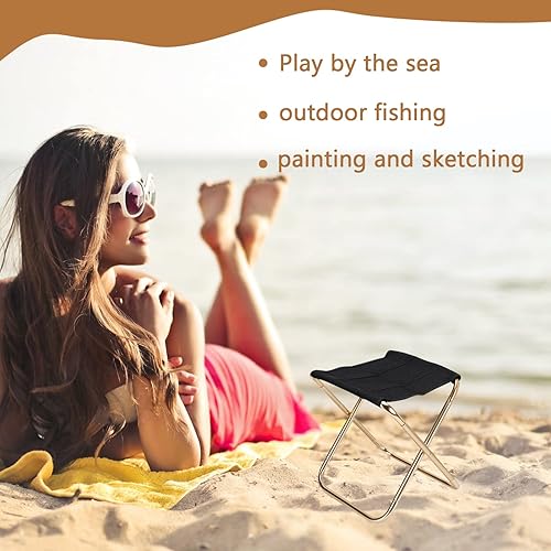Miniatura 7 de Mini taburete de campamento plegable y ligero, silla portátil para exteriores, reposapiés para pesca, senderismo, jardinería y playa, tela Oxford