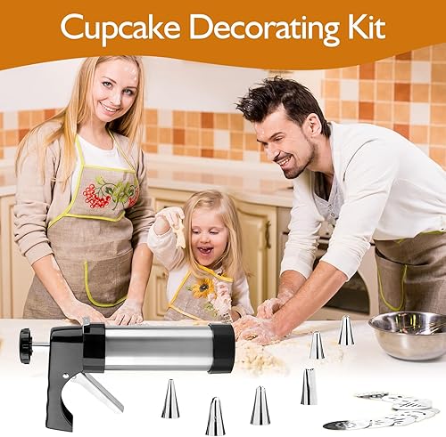 Miniatura 5 de Prensa de galletas de acero inoxidable, máquina para hacer churro, kit de pistola de 28 piezas para hacer churros, kit de pistola de prensa de