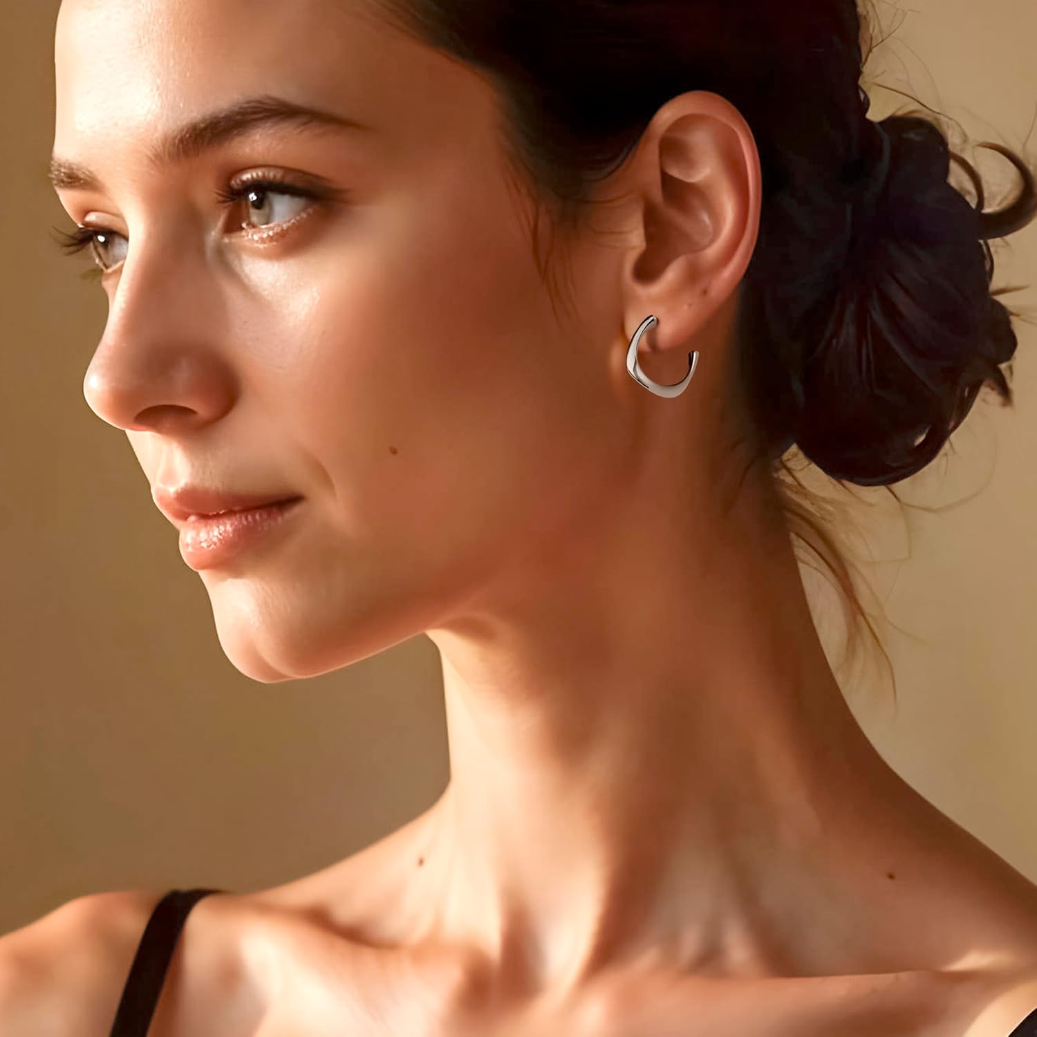 CoBi Sliver Hoop Earrings for Women, 925 Sterling Silver & Rhodium Plated | Cubic Zirconia Open Hoops | Hypoallergenic Brass Fashion Jewelry - Image 4