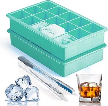 Silicone Ice Cube Trays for Freezer Set of 2, Square Ice Cubes Mold