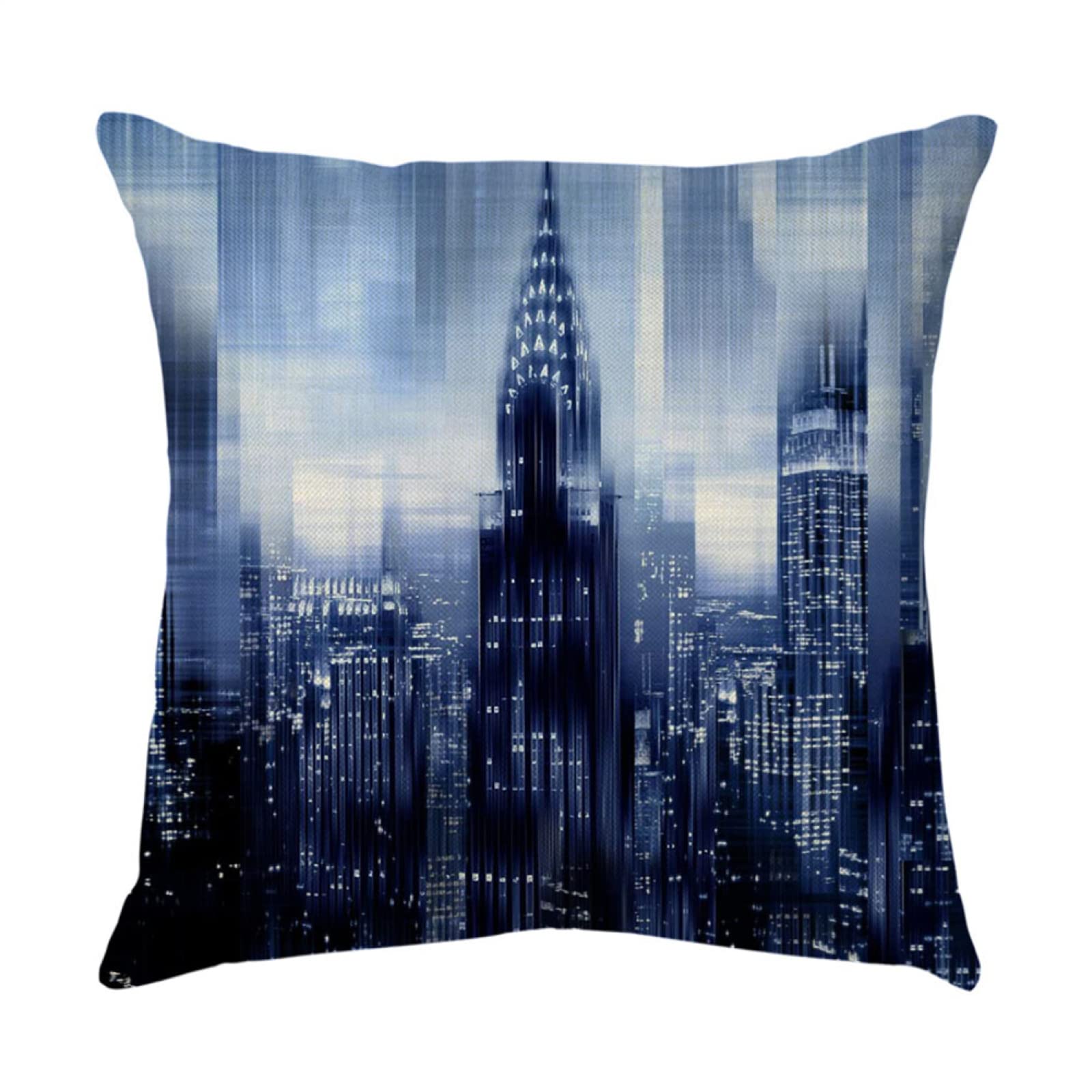 4 Piezas Funda de Almohada Paisaje De La Ciudad Fundas de Cojín Terciopelo Sencillo y Decorativo para Sofá Camas Dormitorio Coche Lino Cojines Throw Pillow Covers 80x80cm/32x32 Inch