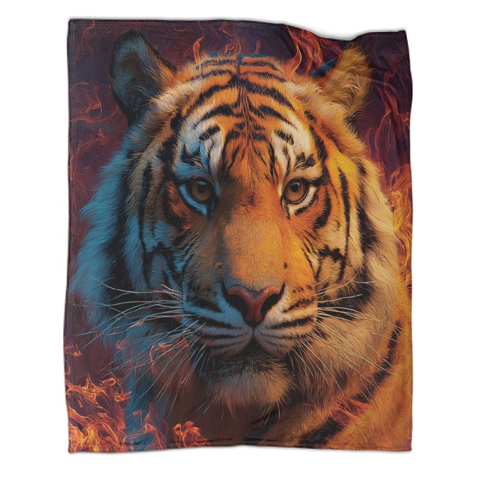 Couverture polaire en flanelle motif tigre 100x130cm jeté de lit