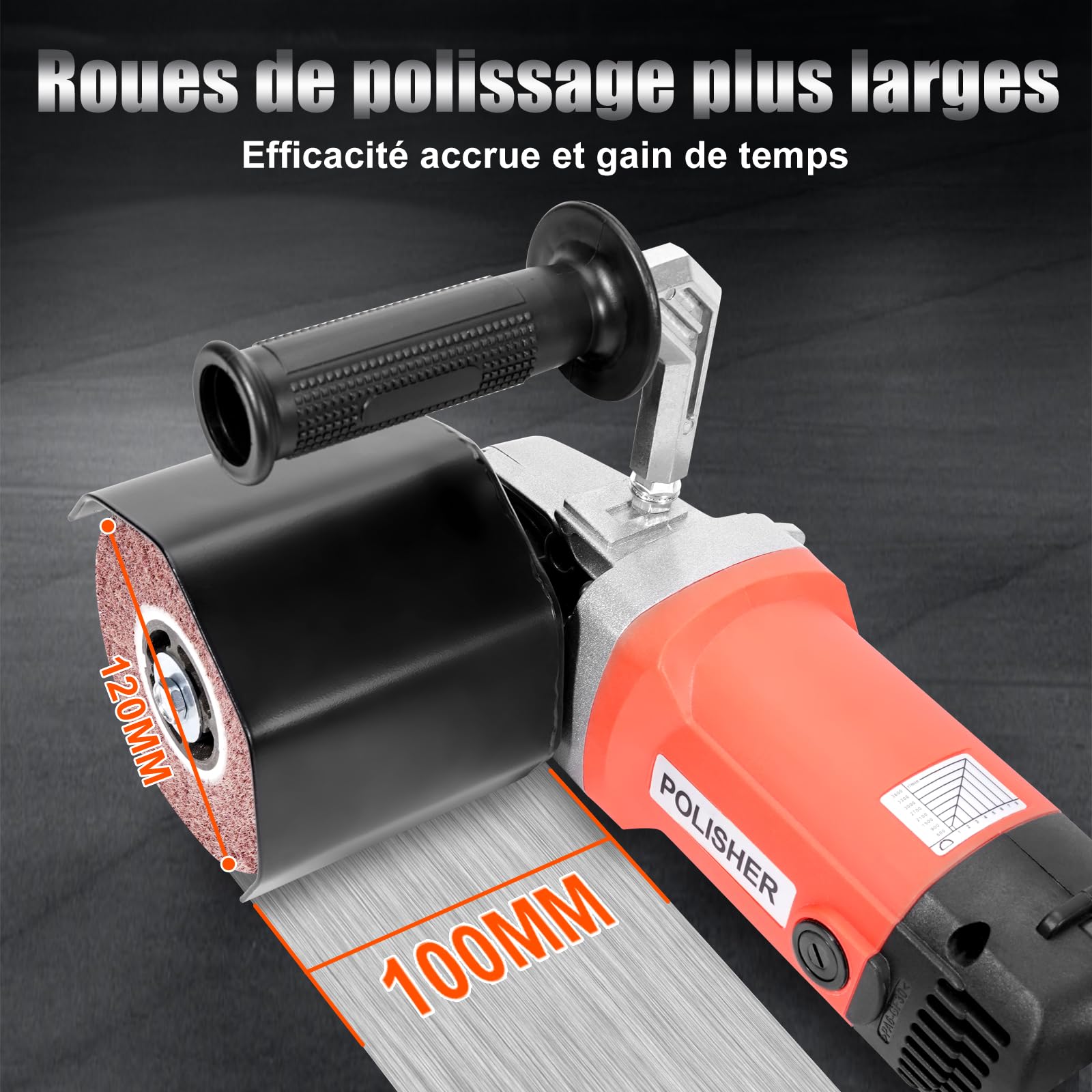 HYCHIKA 1400W Ponceuse Electrique, Machine à Poncer Rénovateur, Appareil de Brossage pour la Rénovation de Surfaces de Toutes Sortes, Gamme de 8 vitesses 600-3600RPM, Convient pour le bois, le métal