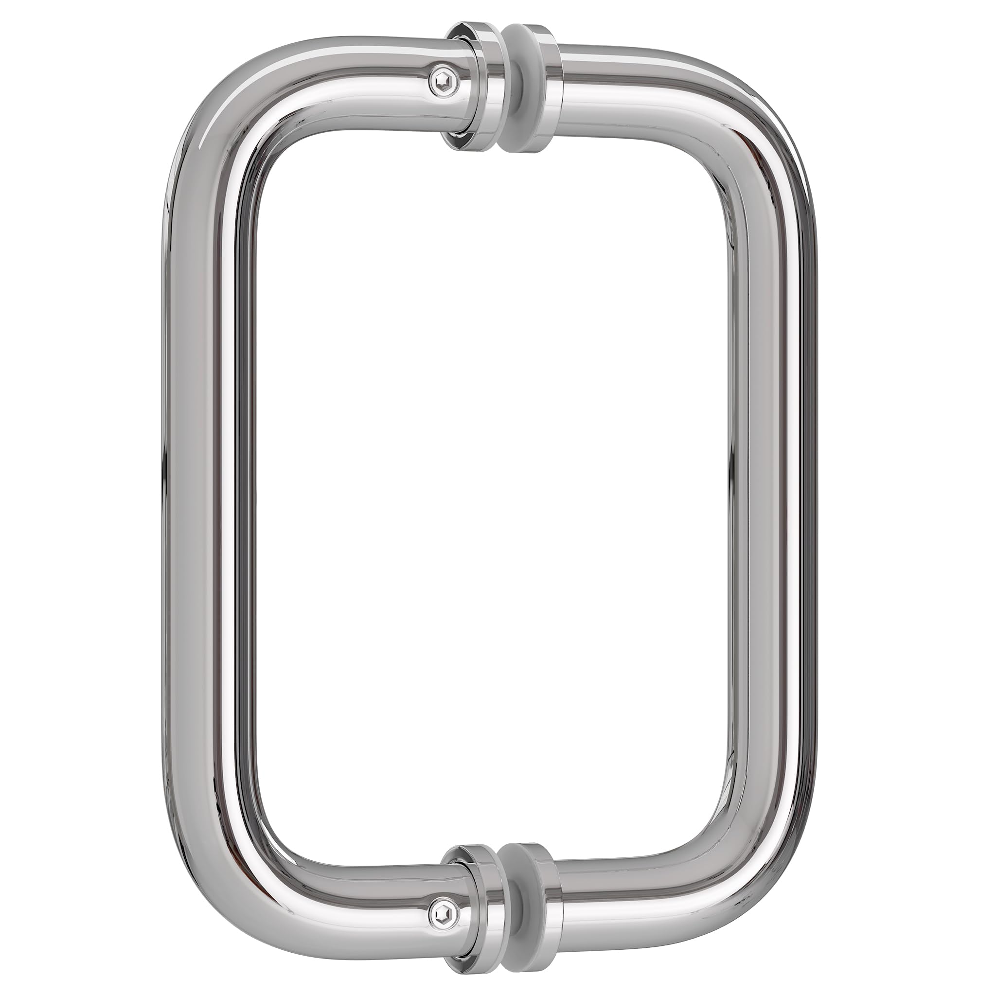Ranbo Shower Glass Door Handle, 152mm (6 Inch) Hole Centres, Polished Chrome, 304 Stainless Steel,1.0mm Thick Tube, Fits 6–12mm (1/4"–1/2") Glass, for Bathroom Door Installation or Replacement.
