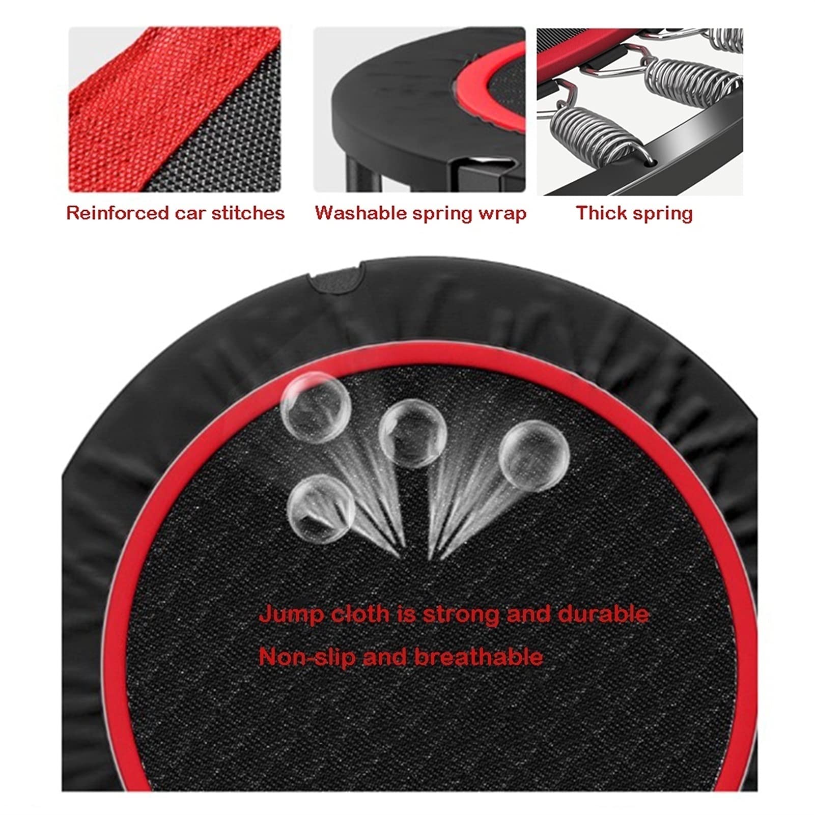 Trampoline Faltbares Minitrampolin, 48" Tragbares Fitness-Rebounder-Trampolin Mit Griffstange, Für Indoor-Garten-Workout Cardio-Training，Belasten Sie 200kg