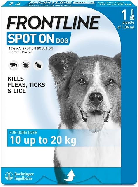 FRONTLINE Spot On Flea & Tick Treatment for Medium Dogs (10-20kg) - 1 Pipettes, Flea And Tick Treatment For Dogs