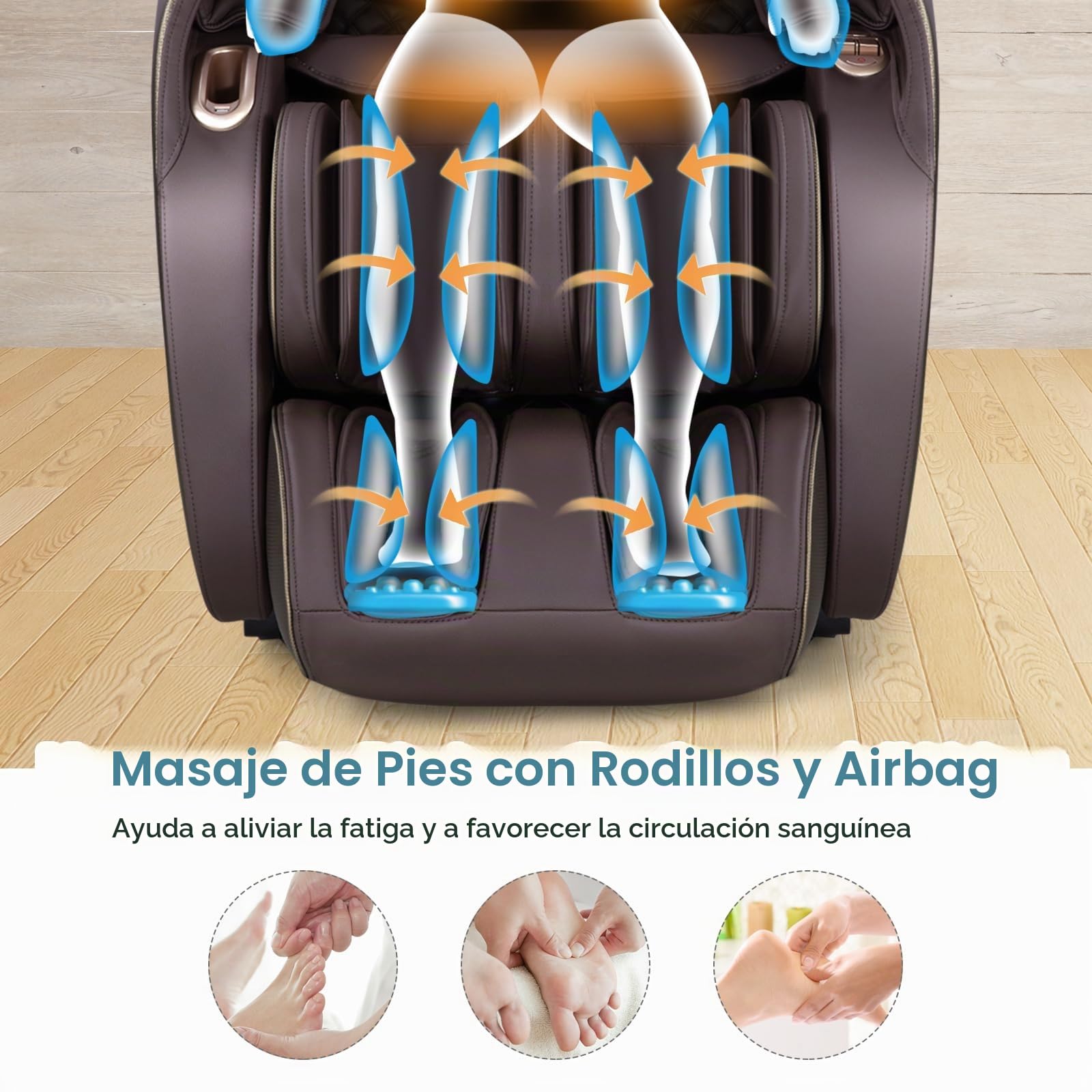 GOPLUS Sillón de Masaje Eléctrico Gravedad Cero, Sillón de Masaje Shiatsu Reclinable con Track SL, Rodillo de Pies, Control de Voz, Sillón de Relajación Bluetooth para Todo el Cuerpo (Marrón)