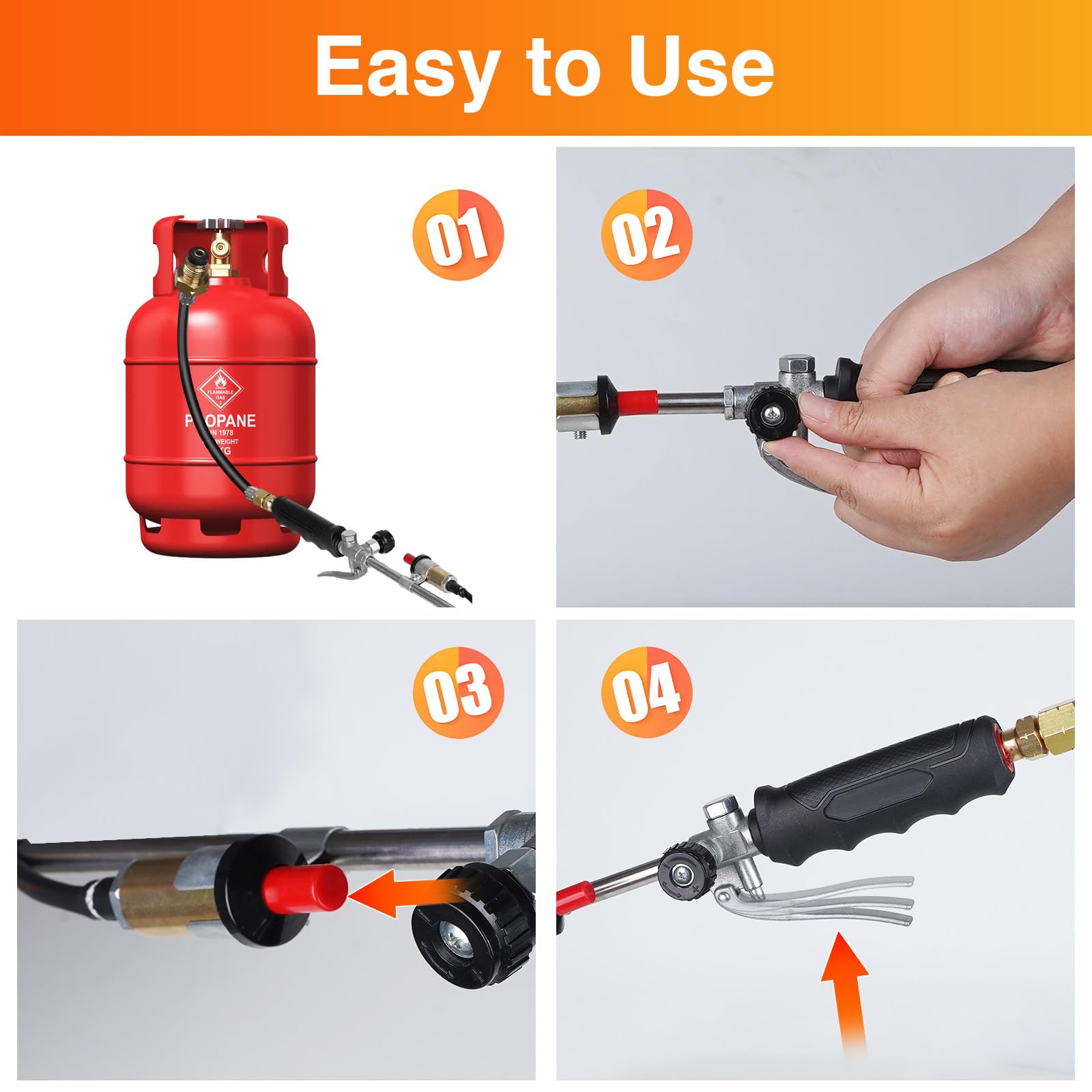 Chalumeau à Propane 340 000 BTU - Brûleur à Mauvaises Herbes Auto-allumant - Pour Désherbage, Déneigement, Soudure - 4