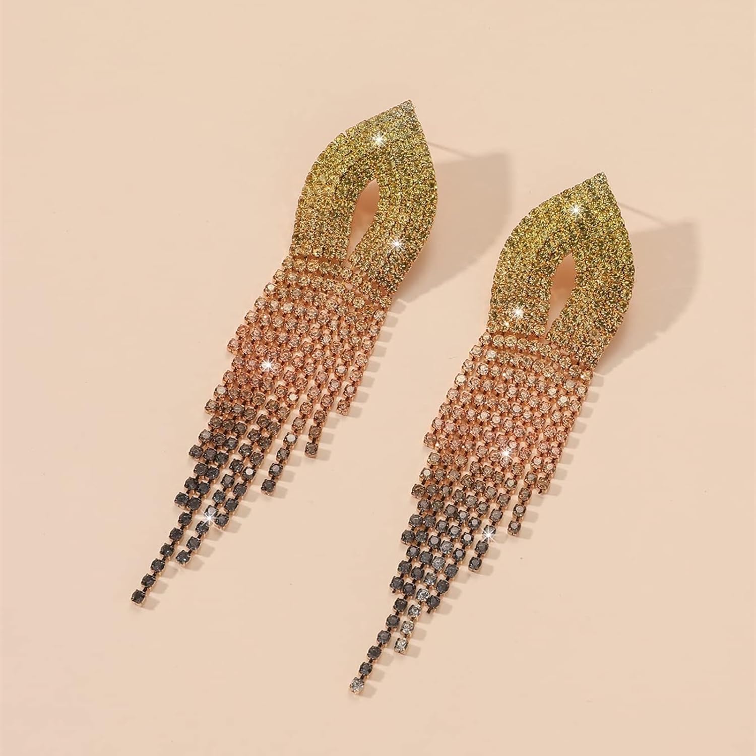 Rhinestone Earrings Dangling for Women Sparkly Silver Dangle Earrings Girls Long Chandelier Earrings Tassel Lightweight Ear Studs Cubic Zirconia (KE001S-W) - Image 7