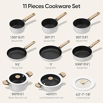 CAROTE 11pcs Pots and Pans Set Non Stick, Premium Cooking Sets, Kitchen Cookwares, Induction Cookware Set, Pot and Pan, Cooking Set