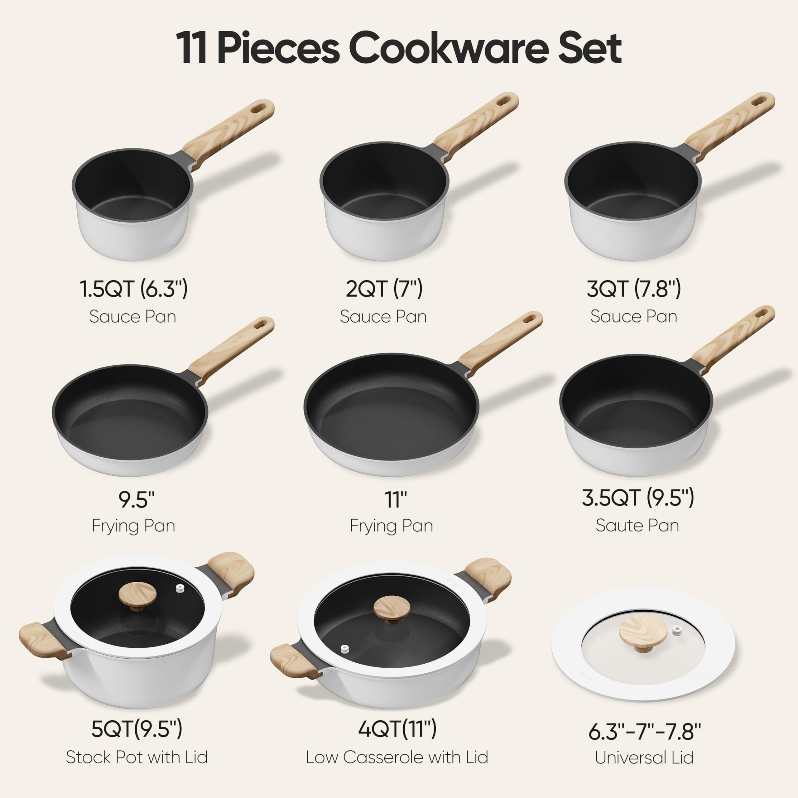 CAROTE 11pcs Pots and Pans Set Non Stick, Premium Cooking Sets, Kitchen Cookwares, Induction Cookware Set, Pot and Pan, Cooking Set