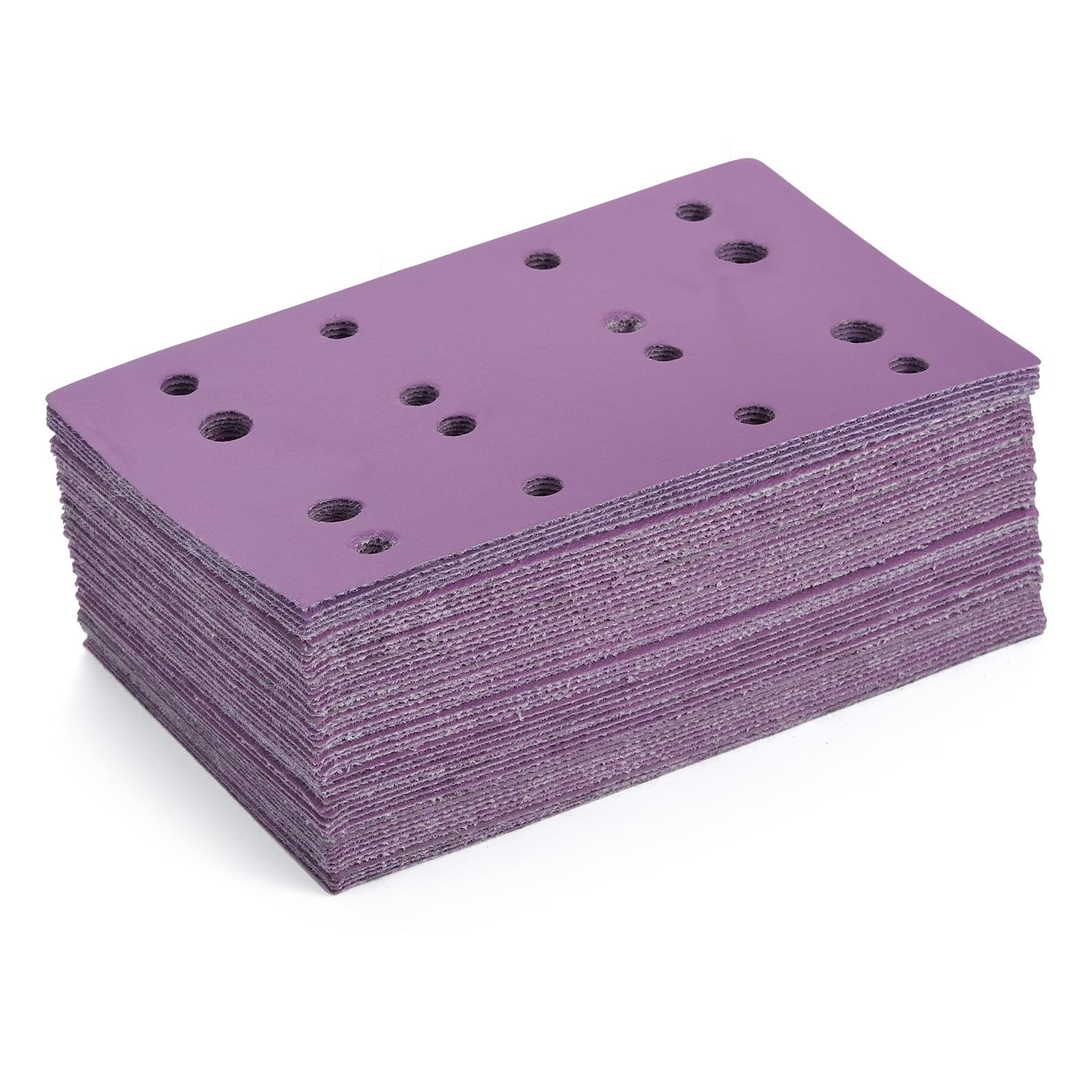 800 Grit Sandpaper, 3" x 5" (80mm x 133mm) Sanding Sheets, for Festool RTS 400 & Mirka Deos 353, Hook & Loop White Fused Alumina Abrasive Coarse Sand Paper for Wood Sanding, 50 Pack