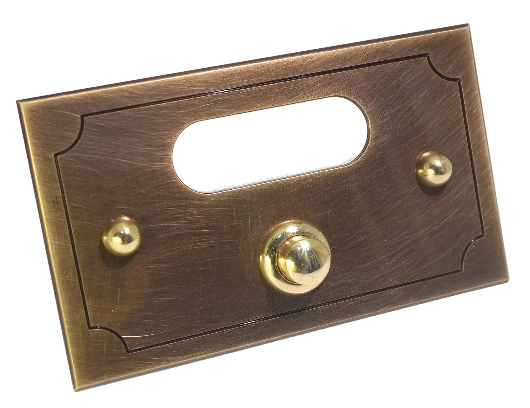 Neroni Mameli Campanello in Ottone Bronzato per Esterno abitazione - Porta Ingresso Casa, con Pulsante Elettrico - Modello Ottaviano - Made in Italy