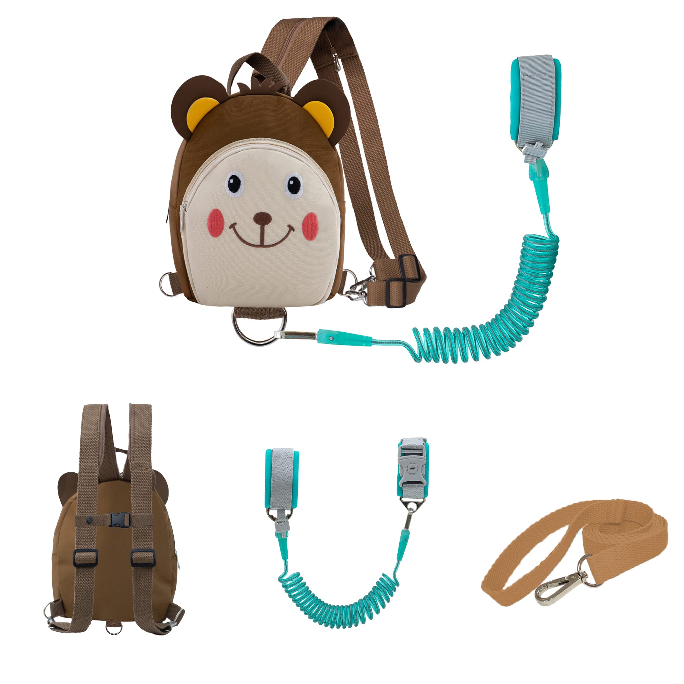 JIANBAOCute Animal Toddler Safety Chest Backpack with Leashes Anti Lost Wrist Link for 3 to 6 Years Kids Girls Boys (Monkey)