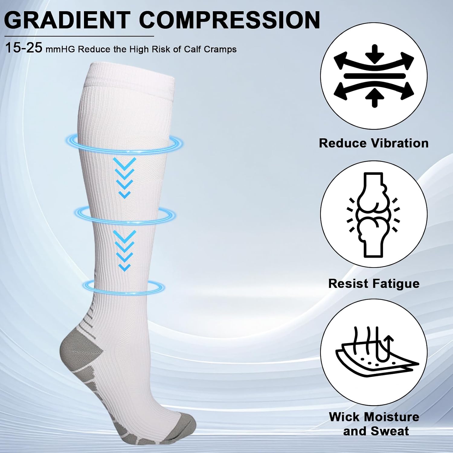 Compression Socks for Women and Men - 3Pairs Circulation Knee High Sock for Running Sport Medical Nursing