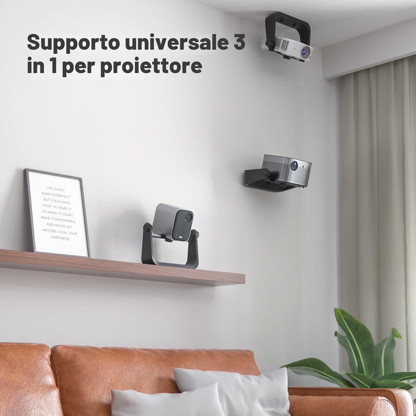KDD Supporto Proiettore da Scrivania - Supporto Proiettore a Soffitto con Regolabile a 360°, Universale Videoproiettore a LED - Mini Staffa Proiettore Soffitto da Parete per Casa Scuola Ufficio