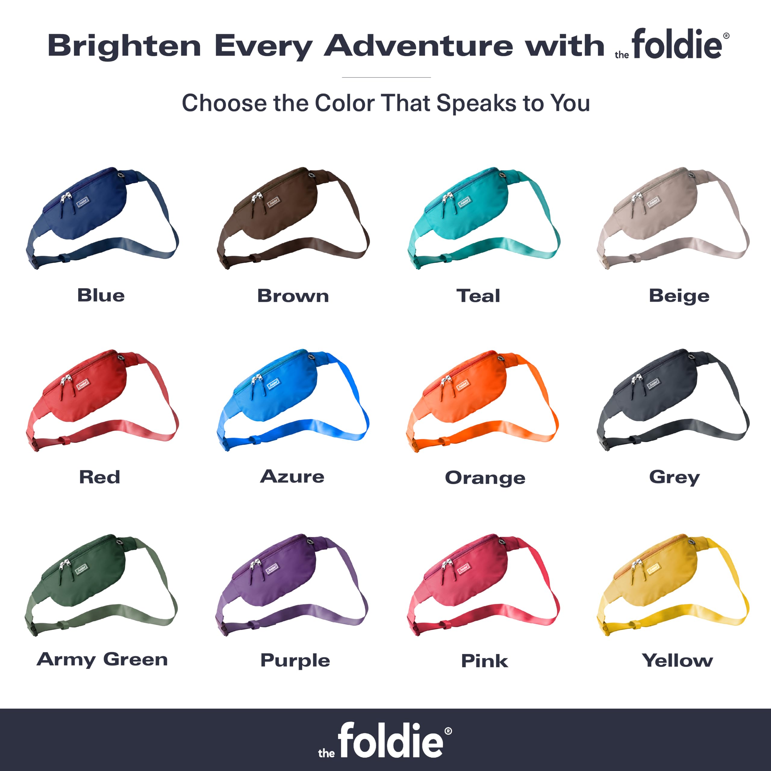 The Foldie Foldable Crossbody Bags for Women & Men - Anti-Theft RFID-Safe Fanny Pack with Smart Lockable Zippers and Cut-Resistant Strap - Lightweight Waist Pack for Travel & Everyday Use - Black